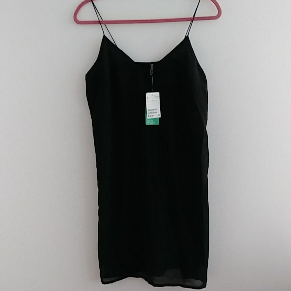 H&M black slip dress, size 8